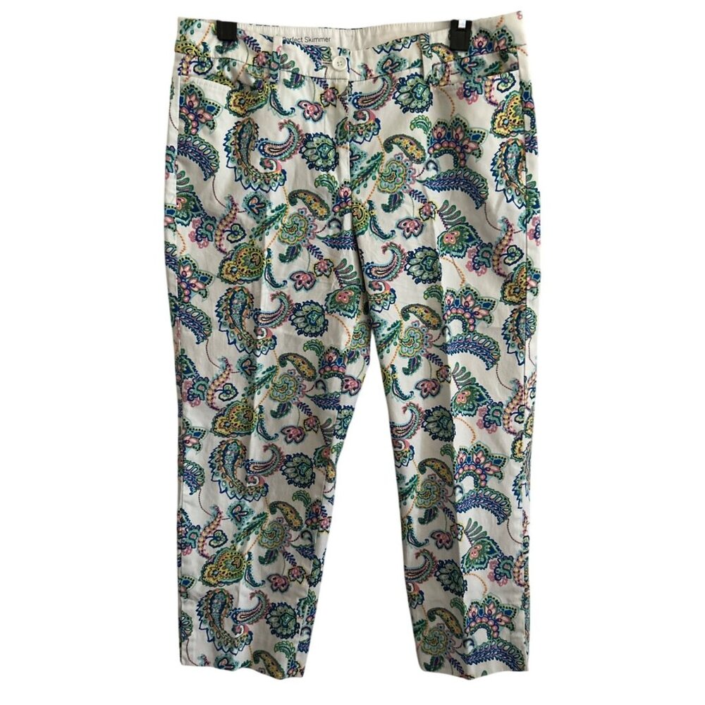 Talbots Womens Multicolored Paisley Print Perfect Skimmer Pants Size 4